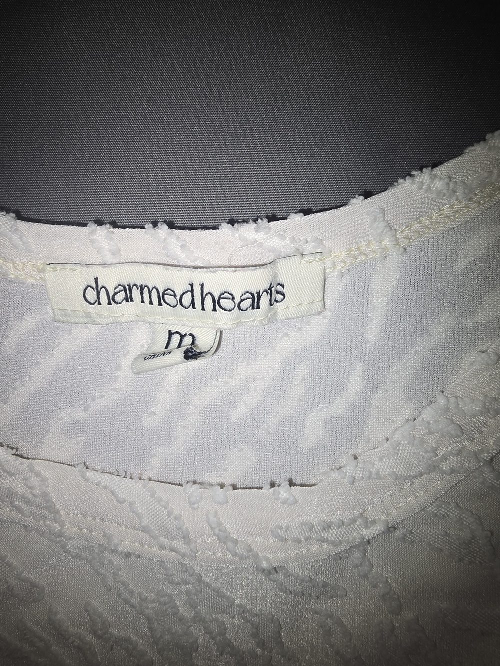 Charmed Hearts White Textured Short Sleeve Top - Picture 2 of 6